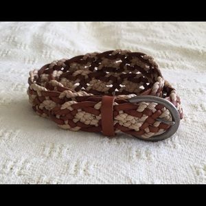 Vintage Fossil Woven Leather Abdul Straw Belt